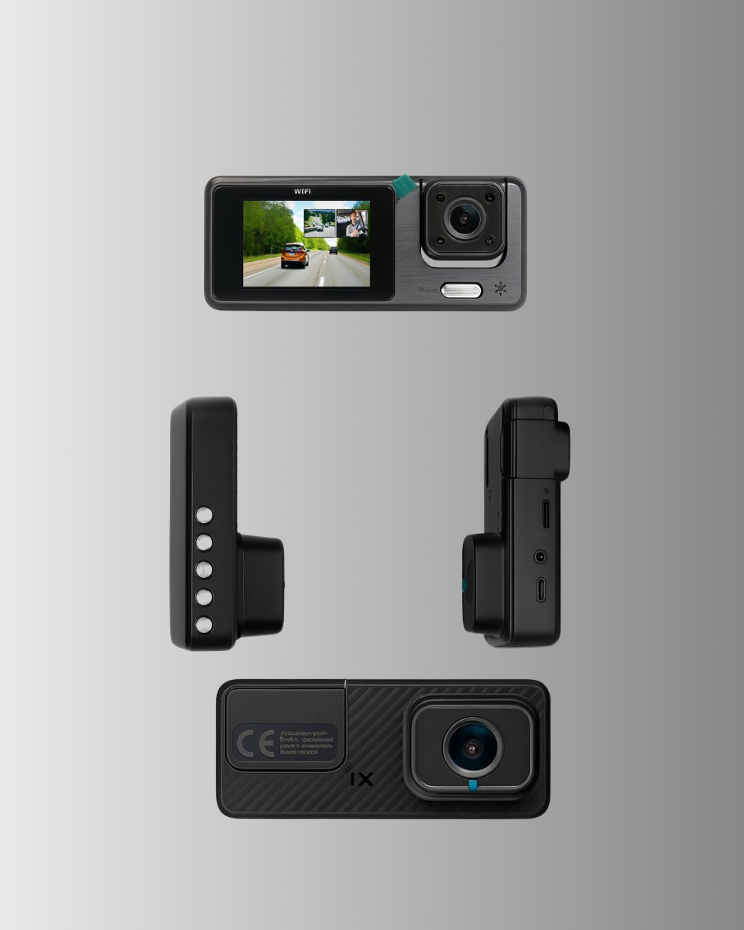 3 Kameralı Araç İçi DVR Kayıt Cihazı Ön İç Arka Kamera Full HD - Görsel 3