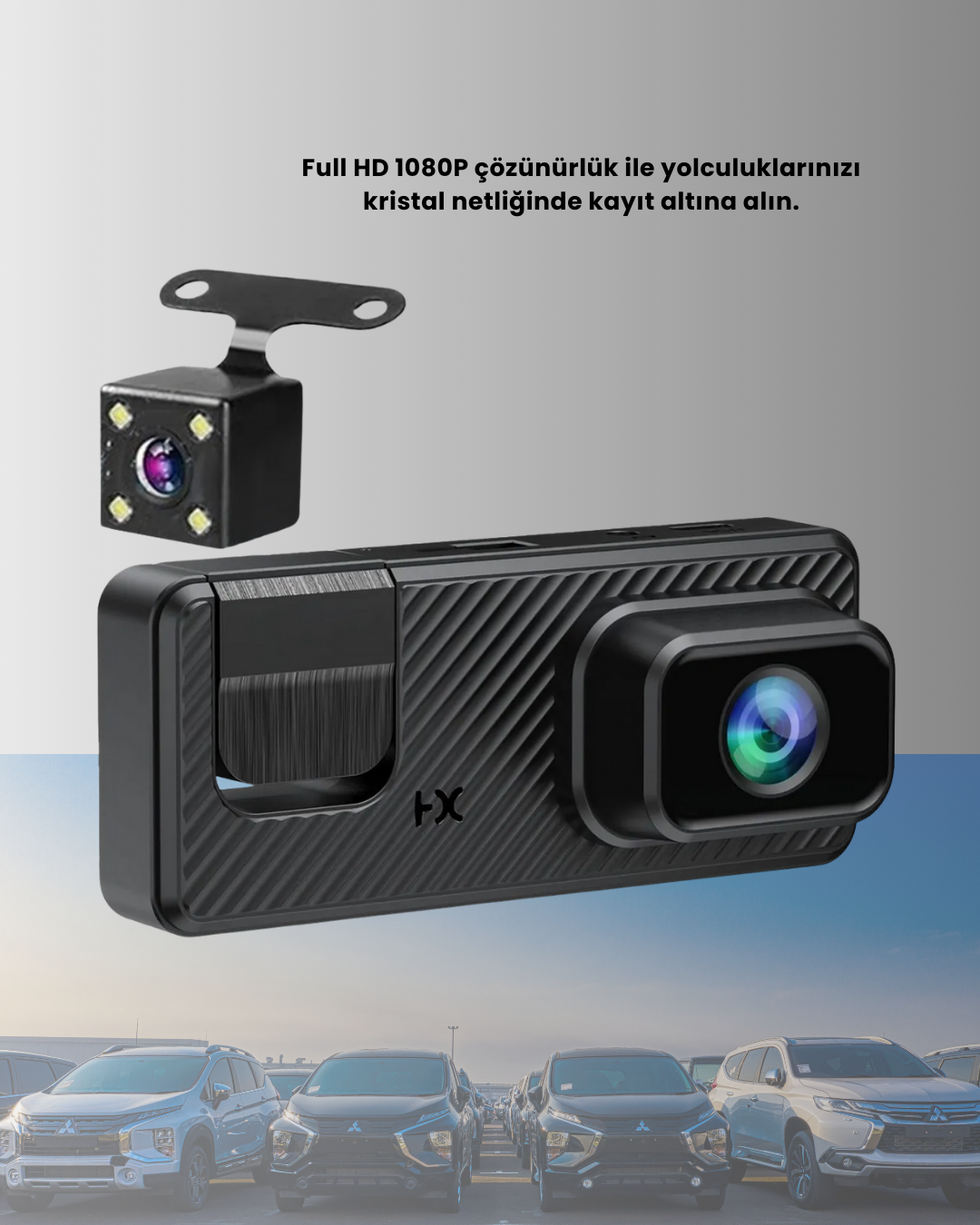 3 Kameralı Araç İçi DVR Kayıt Cihazı Ön İç Arka Kamera Full HD - Görsel 4