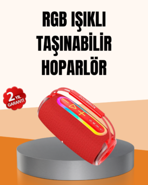 IPX6 Su Geçirmez RGB LED Işıklı Taşınabilir Bluetooth Hoparlör 2400 mAh