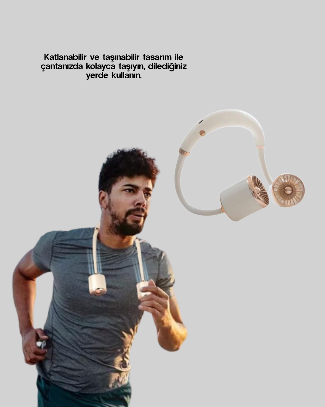 Katlanabilir Asılabilir Fan USB Şarjlı Hafif ve Sessiz Tasarım - Görsel 5