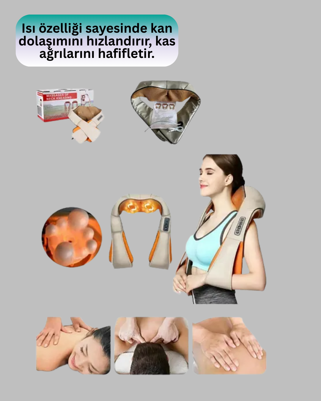 Ovmalı Isıtmalı Masaj Aleti Boyun Omuz Bel ve Ayak İçin Rahatlatıcı Etki - Görsel 2