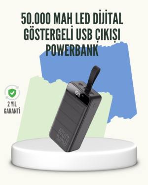 Yüksek Kapasiteli 50.000 mAh Powerbank – Type-C Lightning ve Micro USB Uyumlu Çoklu Cihaz Şarj Özellikli