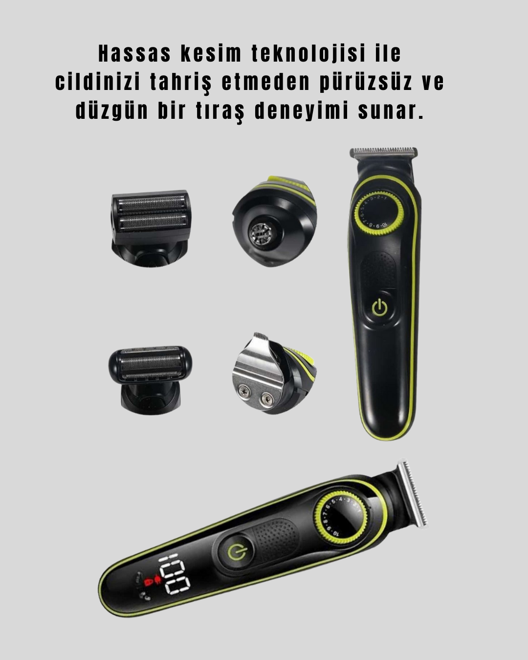 Şarjlı Sessiz Çalışan Saç ve Sakal Şekillendirici Profesyonel Erkek Tıraş Makinesi - Görsel 3
