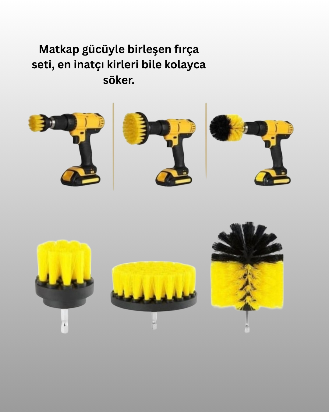 Matkap Uyumlu Temizlik Fırçası Seti 3’lü Çok Amaçlı - Görsel 2