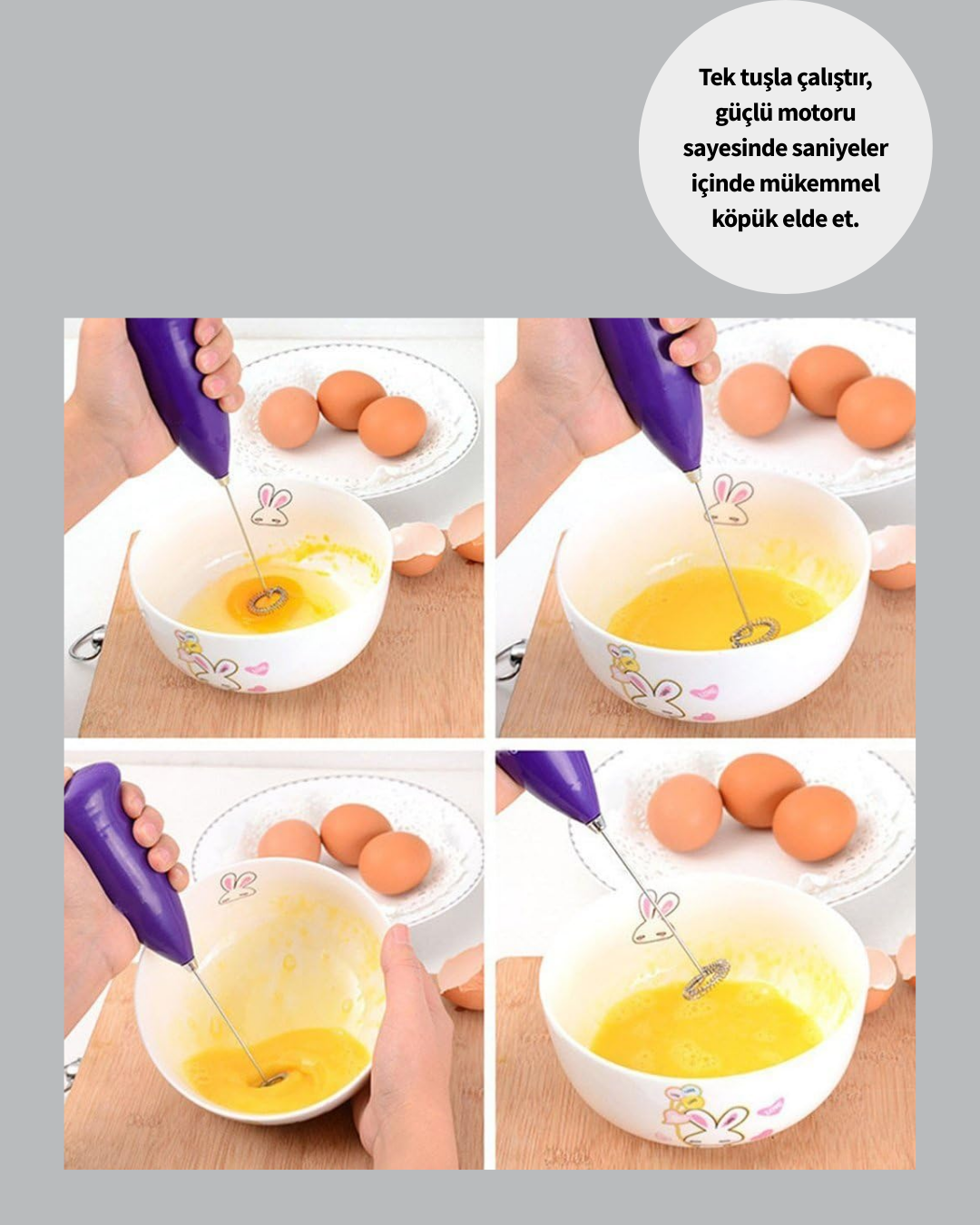 Mini Pilli Portatif Karıştırıcı – Cappuccino Latte Frappe ve Kahve Köpürtücü - Görsel 2