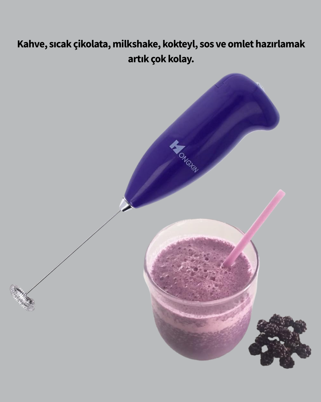 Mini Pilli Portatif Karıştırıcı – Cappuccino Latte Frappe ve Kahve Köpürtücü - Görsel 3