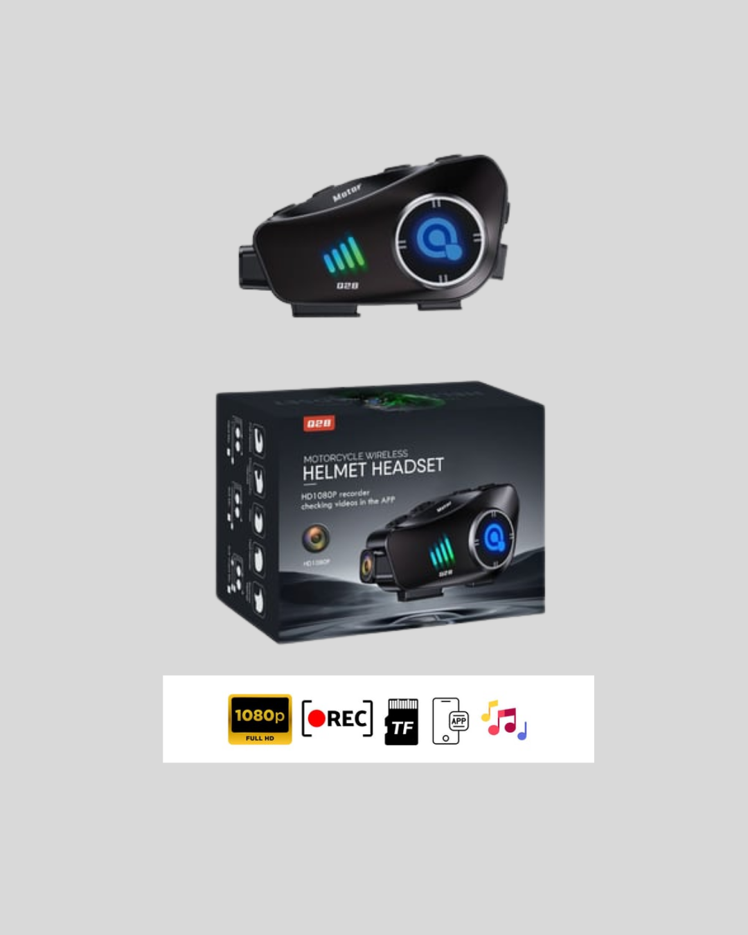 Q28 Motosiklet Kask Bluetooth Kulaklık Full HD 1080P Kamera - Görsel 2