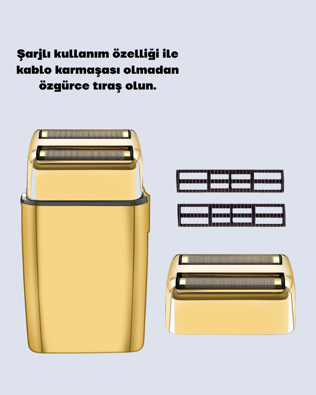 Altın Kaplama Kablolu Erkek Tıraş Makinesi Favori Aparatlı - Görsel 4