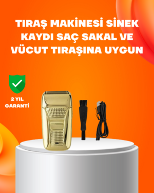 Altın Renk Kablolu Sakal Tıraş Makinesi Çelik Bıçaklı 3W Motor