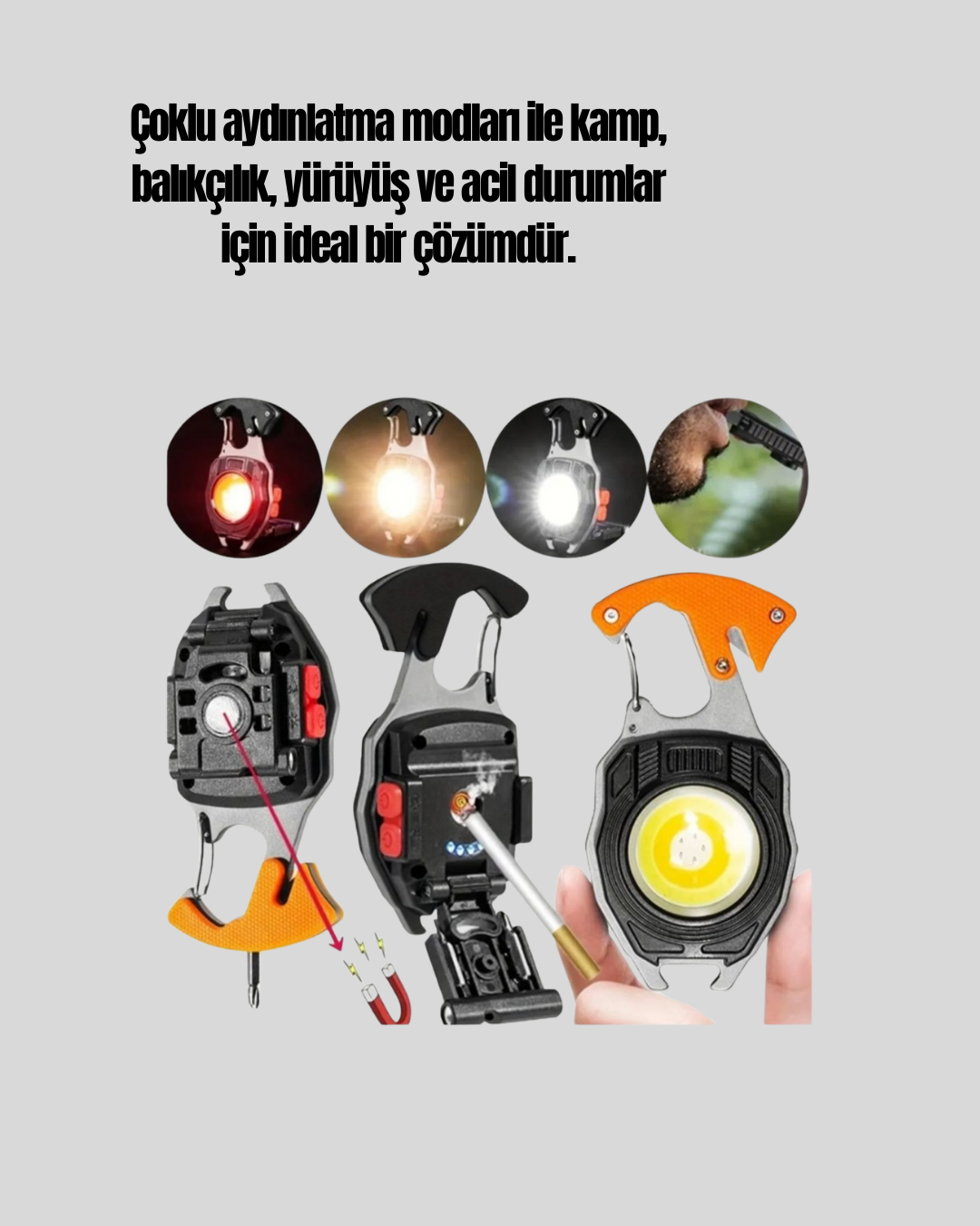 Çok Modlu LED Işıklı Pratik Anahtarlık - Görsel 5