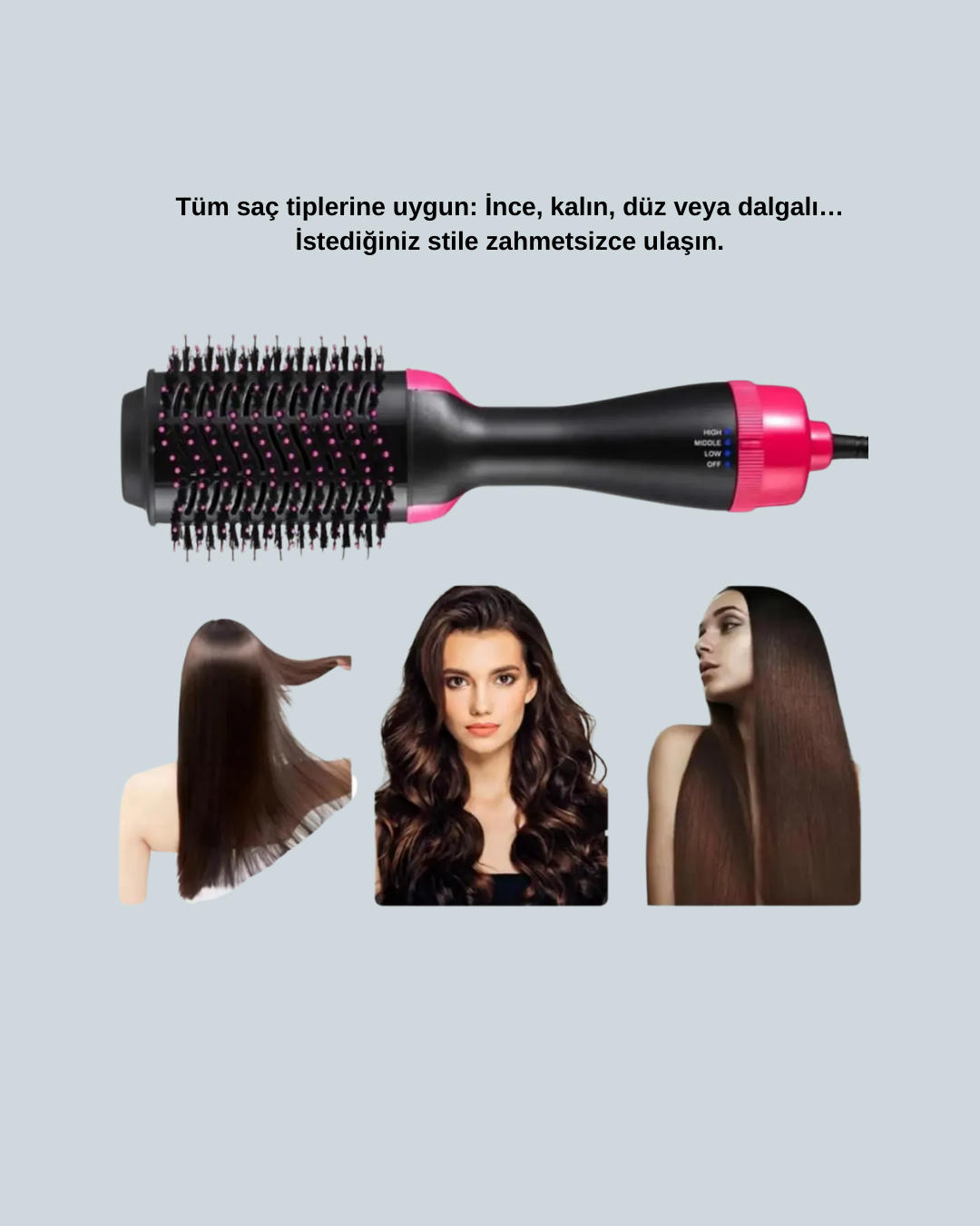 Kurutmalı Saç Şekillendirici Fönlü Fırça 1200 Watt Güç - Görsel 3