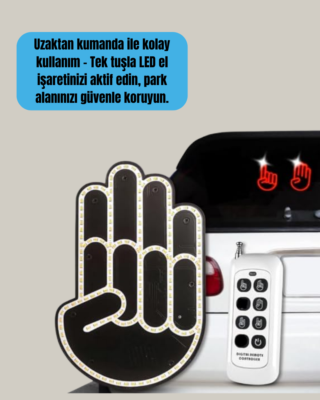 Uzaktan Kumandalı LED El Park Uyarı Cihazı 2025 Model A Kalite - Görsel 3