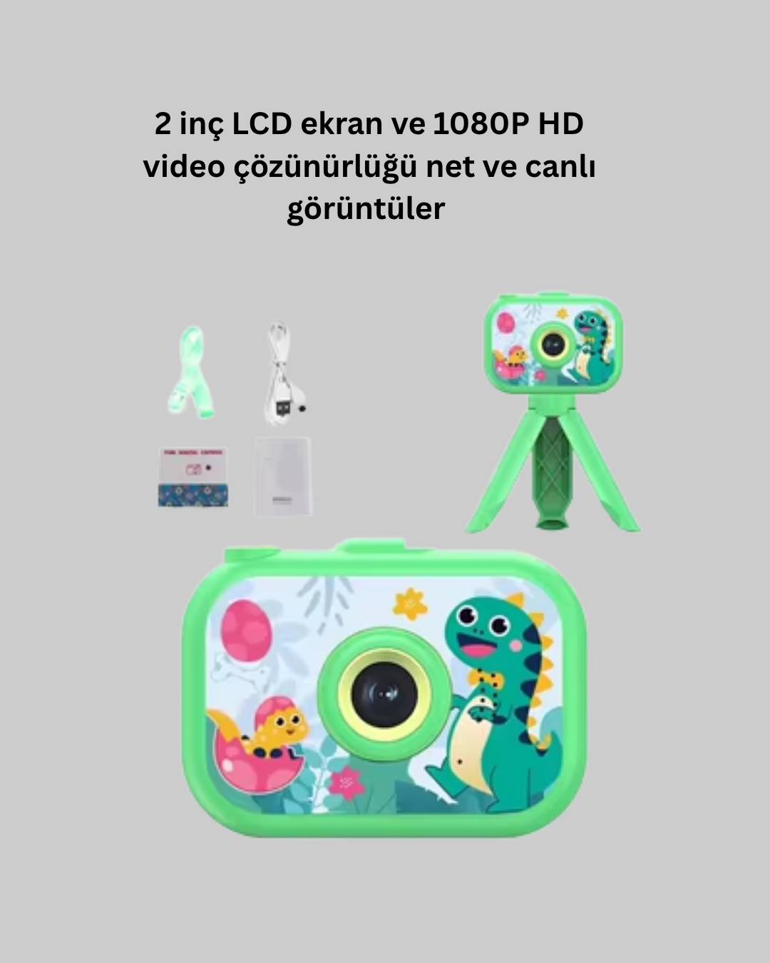 2 inç Ekranlı Çocuk Kamerası – Çizgi Film Efektli ve Müzik Çalar Özellikli - Görsel 4