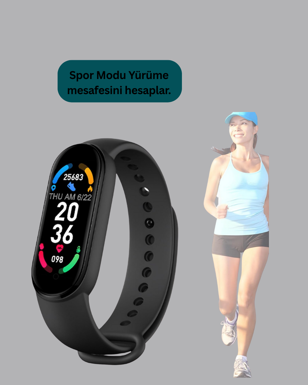 TPU ve Silikon Kordonlu Akıllı Bileklik – 20 Gün Bekleme Süresi - Görsel 2