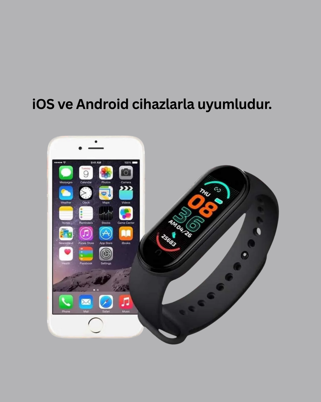 iOS ve Android Uyumlu Akıllı Bileklik – Çok Fonksiyonlu Kullanım - Görsel 4