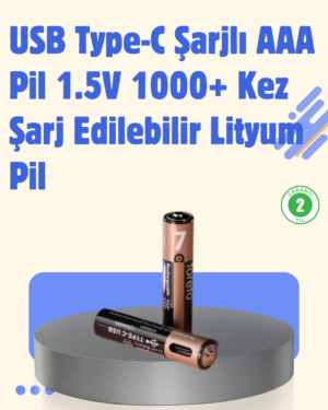 USB Type-C Şarjlı AAA Lityum Pil | 1.5V Sabit Voltaj 1000+ Şarj Döngüsü ile Uzun Ömür