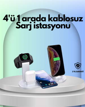 iPhone Apple Watch ve AirPods ile Uyumlu 4'ü 1 Arada Şarj Ünitesi – Tüm Apple Cihazları Tek Noktada