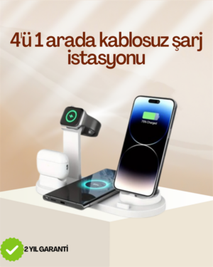4 Cihazı Aynı Anda Şarj Edebilen Kablosuz Şarj İstasyonu – Çok Yönlü ve Pratik Tasarım
