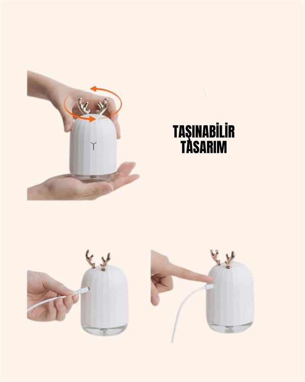 USB Şarjlı Mini USB Nemlendirici LED Işıklı Masaüstü Cihaz - Görsel 3