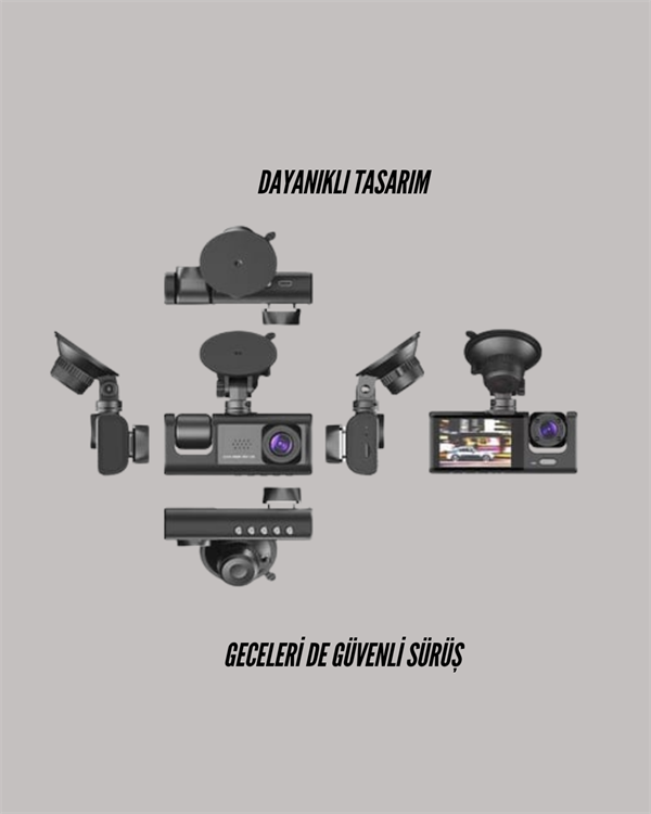 TA-01 1080P Ön 720P Arka ve İç Kamera Sistemli DVR - Görsel 2