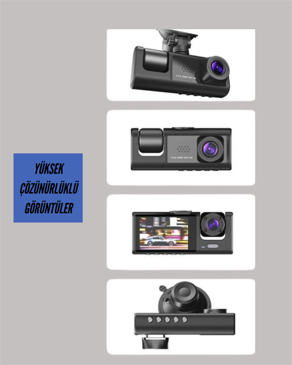 TA-01 1080P Ön 720P Arka ve İç Kamera Sistemli DVR - Görsel 4