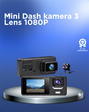 1080P 3 Kameralı Araç DVR – Döngü Kayıt ve Geri Görüş Özellikli