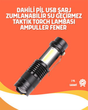 Şarjlı LED El Feneri - 14500 Pil Dahil 4 Işık Modu Mini Boy