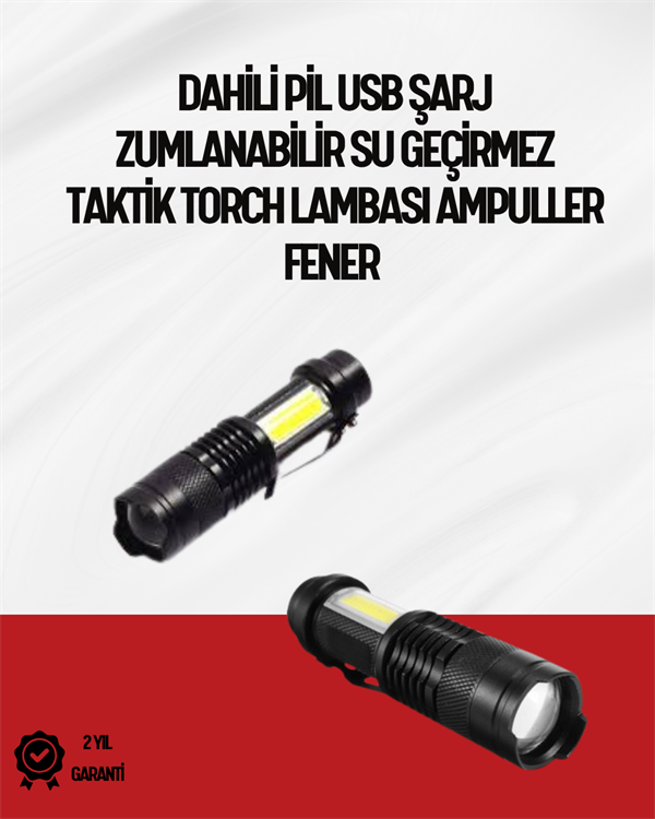 Mini Boy LED El Feneri - 2000 Lümen Su Geçirmez Tasarım