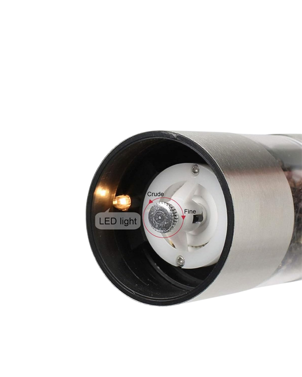 Elektrikli Baharat Öğütücü Pilli Paslanmaz Çelik Otomatik Tuz Karabiber Değirmeni - Görsel 3