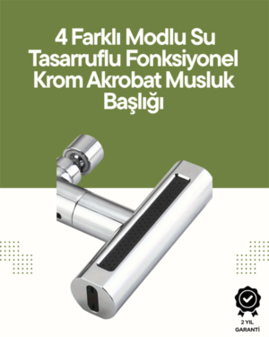 Krom Musluk Başlığı | 4'ü 1 Arada Su Çıkışı | Kolay Montajlı