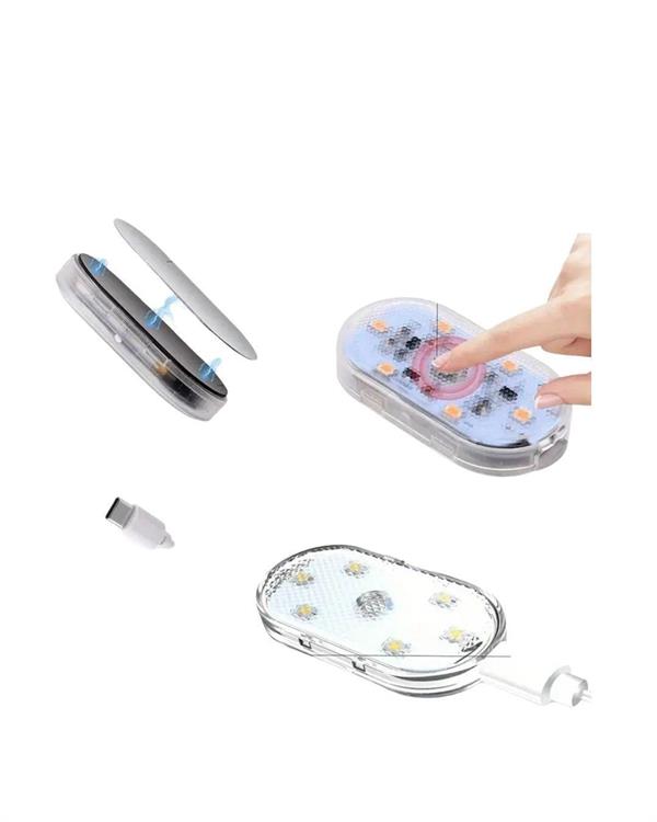 Kolay Montajlı Çok Renkli USB Şarjlı Kablosuz Araç İçi Işık Seti - Görsel 4