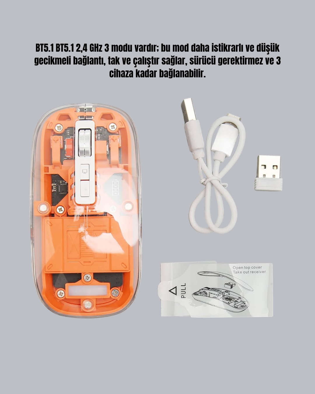 Kablosuz Sessiz Ergonomik ve Şarjlı Fare - Gelişmiş Çoklu Cihaz Desteği - Görsel 2