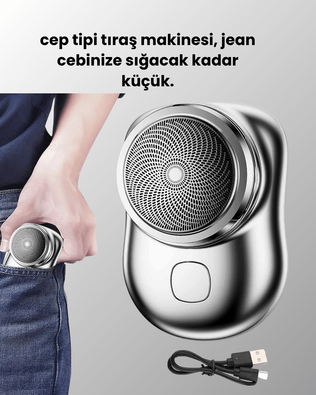 Cep Tipi Elektrikli Tıraş Makinesi – Güçlü Sessiz Su Geçirmez ve Ultra Taşınabilir - Görsel 3