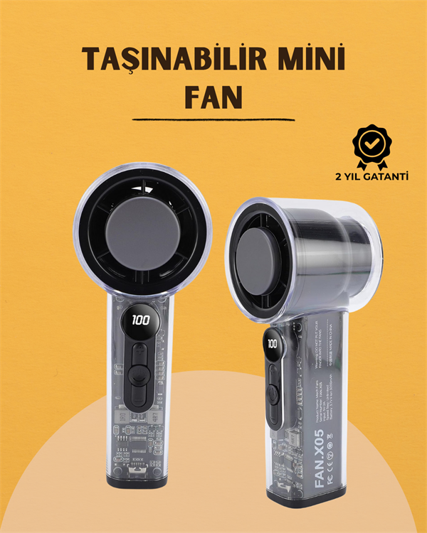 Yüksek Verimli Soğutmalı El Fanı | 100 Seviye Hız Kontrolü | 6 Saat Pil Ömrü