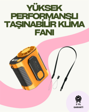 Dijital Göstergeli Turbo Taşınabilir Fan – USB Type-C 3 Serinlik Modu