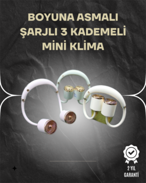 Asılabilir Mini Boyun Fanı | 1000mAh Şarjlı Turbo Güçlü Rüzgar