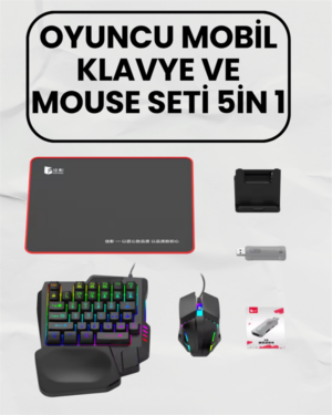 Bluetooth 5.3 Bağlantılı Mobil Oyun Dönüştürücü Set – Klavye + Mouse + Adaptör