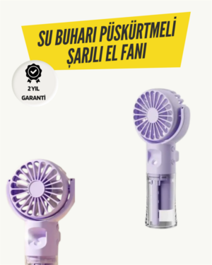Mini Masaüstü ve El Tipi Buğu Fanı – Su Depolu Şarj Edilebilir Nemlendirici Özellikli