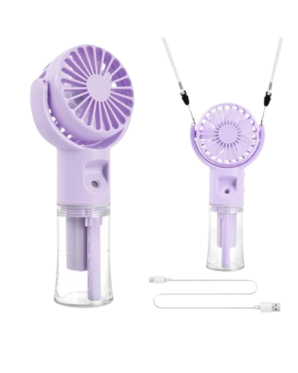 Taşınabilir Şarjlı Su Sisi Püskürtmeli Mini El Fanı – 4 Hız Ayarı Tip-C Şarjlı Sessiz Motor - Görsel 4