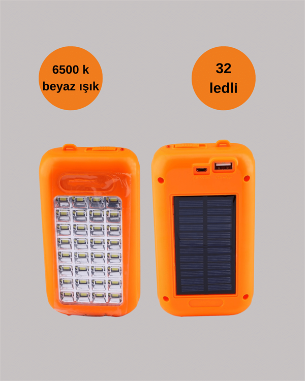 Gold Silver GS-875 Outdoor Powerbank & Işıldak – Güneş Paneli 32 LED 10000 mAh Çift Çıkış - Görsel 5