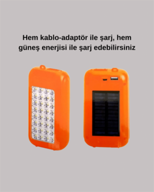 Güneş Paneli Destekli Powerbank ve LED Işıldak – 10000 mAh Çift USB Outdoor Kullanım İçin