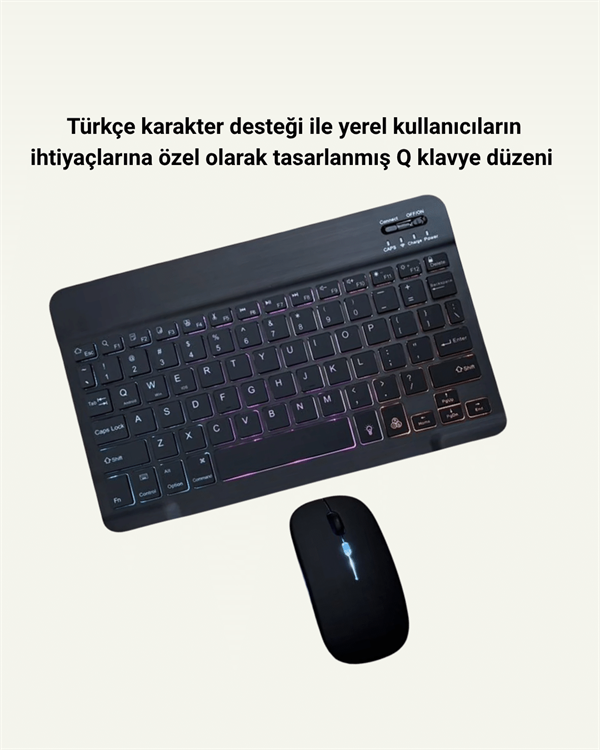 Tüm Cihazlarla Uyumlu RGB Işıklı Kablosuz Klavye ve Mouse Seti - Görsel 3