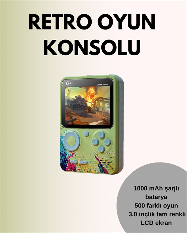 TV Bağlantılı 500 Oyunlu Mini Gameboy Konsol - Görsel 2