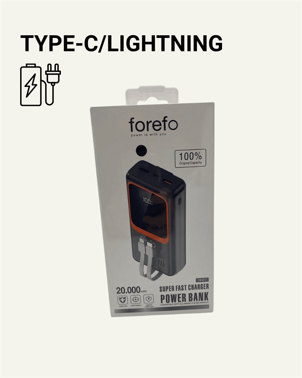 20000 mAh Powerbank | Çok Kablolu Dijital Göstergeli Yüksek Hızlı Şarj Cihazı - Görsel 3