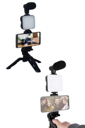 Video Making Kit Telefon Tutucu Vlog Video Mini Led Işıklı