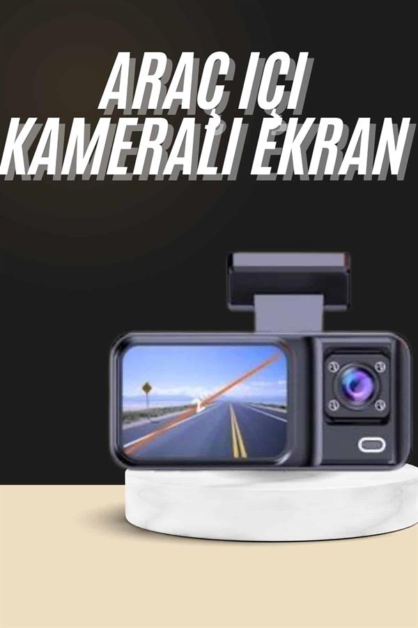 1080p Sürüş Kaydedici 2 İnç Araç Araba Ön İç Arka DVR IPS Ekran - Görsel 2