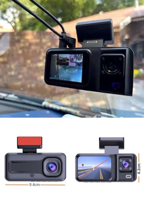 1080p Sürüş Kaydedici 2 İnç Araç Araba Ön İç Arka DVR IPS Ekran - Görsel 4