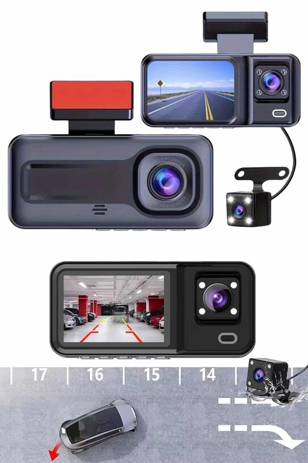 1080p Sürüş Kaydedici 2 İnç Araç Araba Ön İç Arka DVR IPS Ekran - Görsel 5