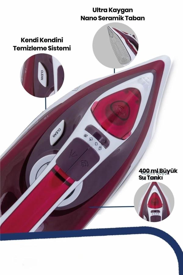 Buharlı Kablolu Ütü 2200 Watt Kireçlenme Önleyici Şok Buharlı - Görsel 4