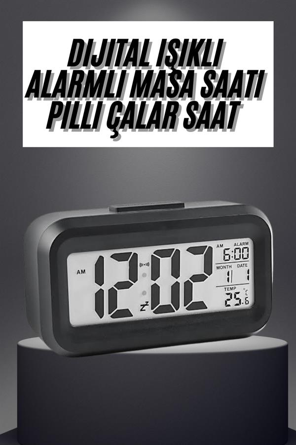 Gece Dijital Masa Saati Dijital Alarmlı Led Ekran Pilli Çalar Saat - Görsel 2